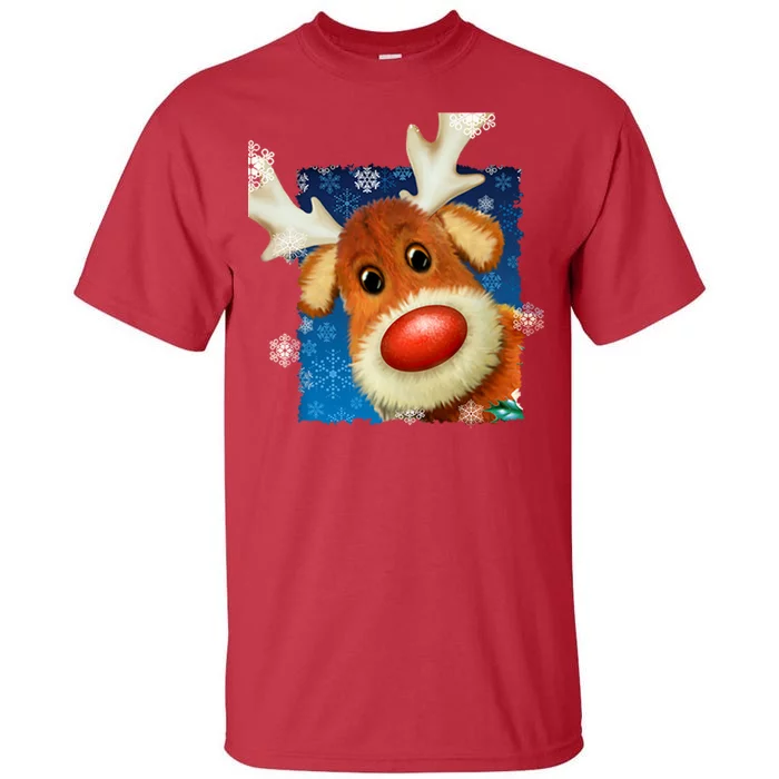 Rudolph Red Nose - Reindeer Closeup Christmas Tall T-Shirt