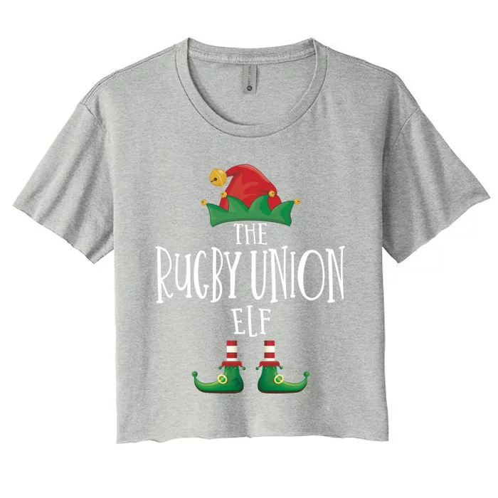 Rugby Union Elf Family Matching Pajamas Group Christmas Gift Women's Crop Top Tee