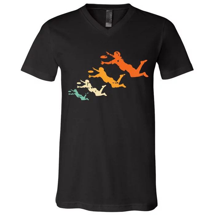 Retro Ultimate Frisbee Player Vintage Disc Ultimate Frisbee V-Neck T-Shirt