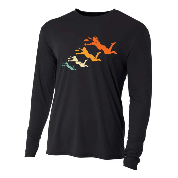 Retro Ultimate Frisbee Player Vintage Disc Ultimate Frisbee Cooling Performance Long Sleeve Crew