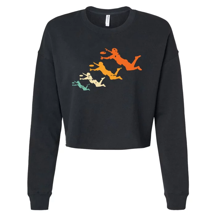 Retro Ultimate Frisbee Player Vintage Disc Ultimate Frisbee Cropped Pullover Crew