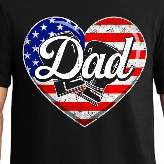 Retro Usa Flag Heart Boxing Dad Fathers Day Patriotic Gift Pajama Set