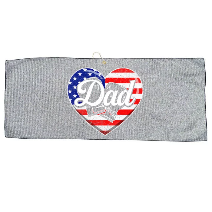 Retro Usa Flag Heart Boxing Dad Fathers Day Patriotic Gift Large Microfiber Waffle Golf Towel