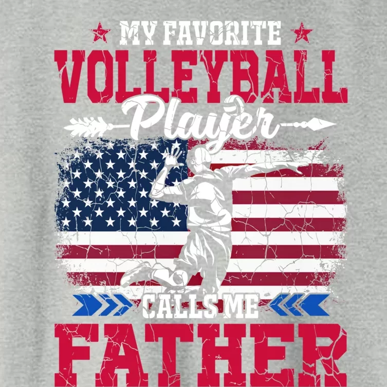 Retro Usa Flag Volleyball Player Calls Me Father 4th July Gift Women's Crop Top Tee