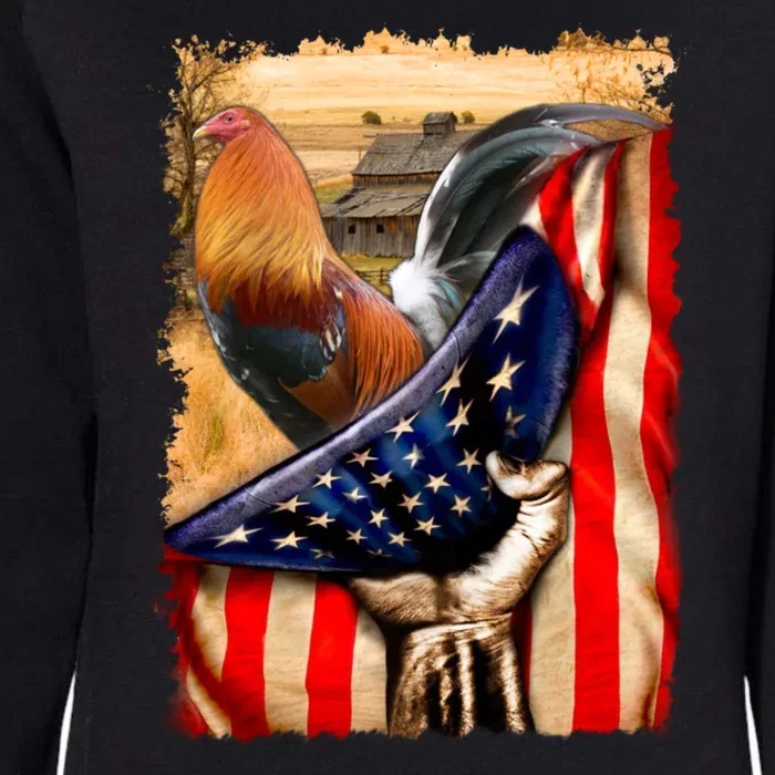 Rooster Us Flag Cock Fight Womens California Wash Sweatshirt