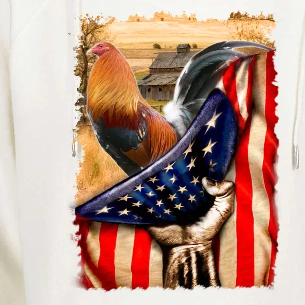 Rooster Us Flag Cock Fight Womens Funnel Neck Pullover Hood