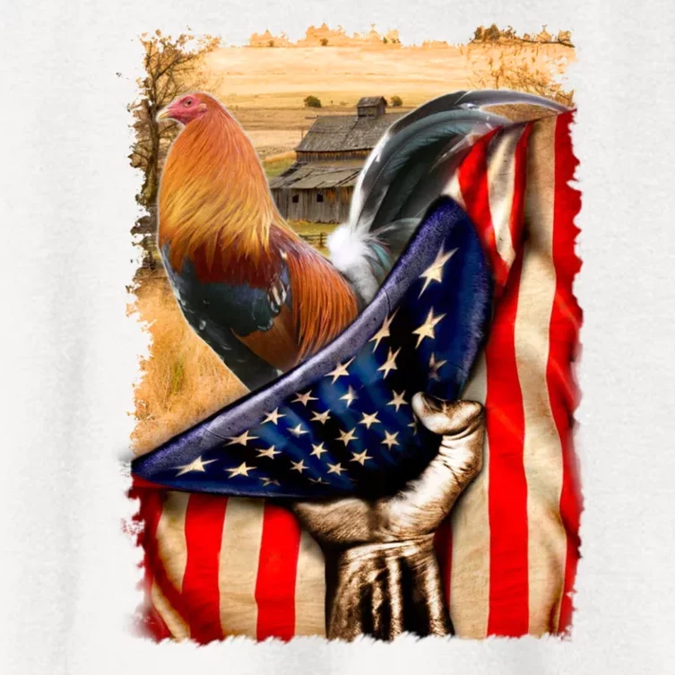 Rooster Us Flag Cock Fight Women's Crop Top Tee