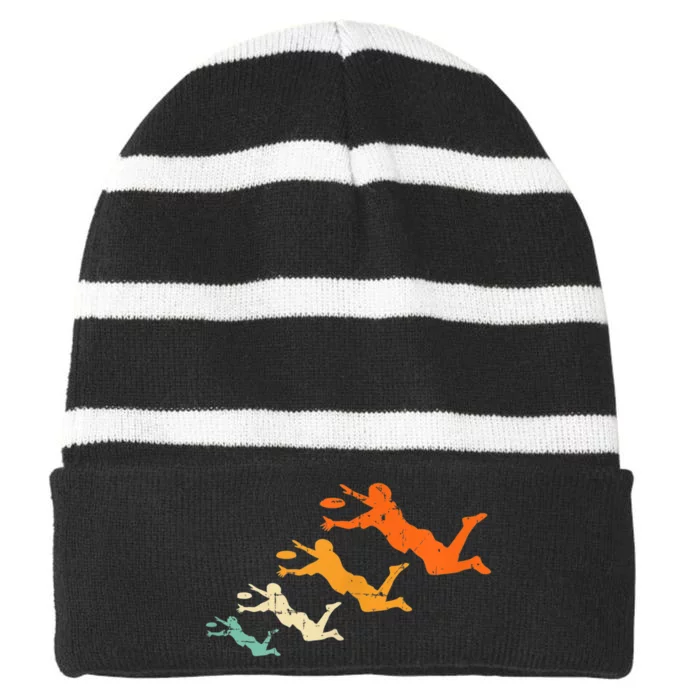 Retro Ultimate Frisbee Player Vintage Disc Ultimate Frisbee Striped Beanie with Solid Band