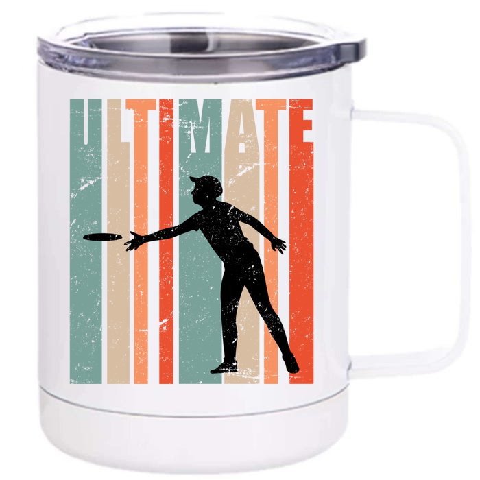 Retro Ultimate Frisbee Gift Front & Back 12oz Stainless Steel Tumbler Cup