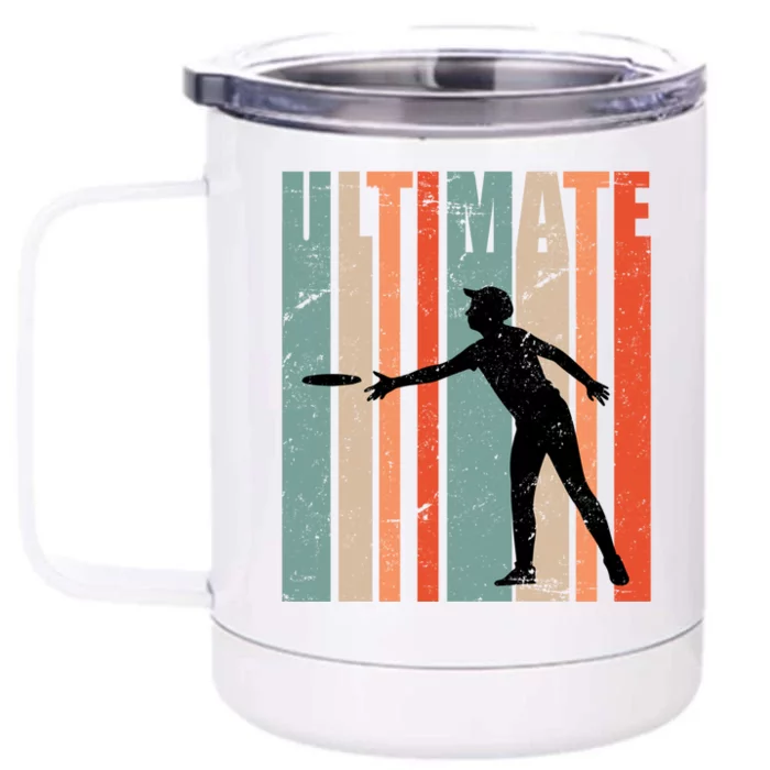 Retro Ultimate Frisbee Gift Front & Back 12oz Stainless Steel Tumbler Cup