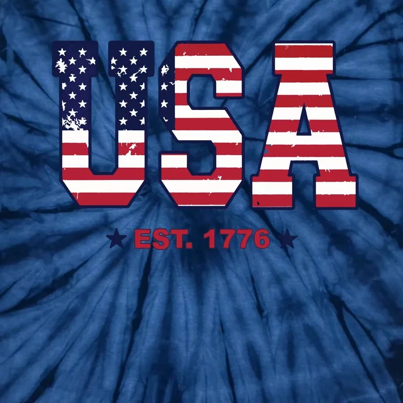 Retro Usa Flag Est. 1776 4th Of July Graphic American Flag Tie-Dye T-Shirt