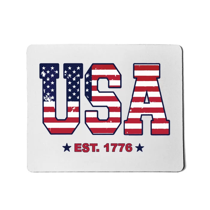 Retro Usa Flag Est. 1776 4th Of July Graphic American Flag Mousepad