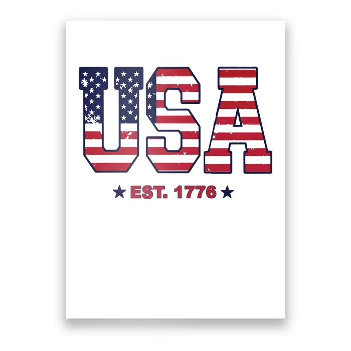 Retro Usa Flag Est. 1776 4th Of July Graphic American Flag Poster