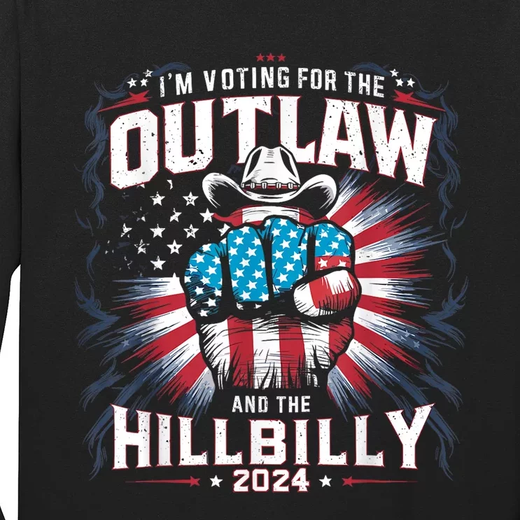 Retro Us Flag Outlaw Hillbilly 2024 Trump Vance 2024 Long Sleeve Shirt