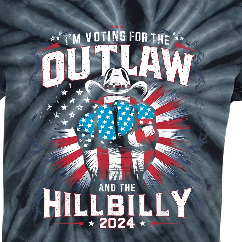 Retro Us Flag Outlaw Hillbilly 2024 Trump Vance 2024 Kids Tie-Dye T-Shirt