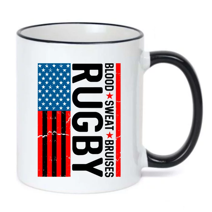 Rugby USA Flag Blood Sweat Bruises Black Color Changing Mug