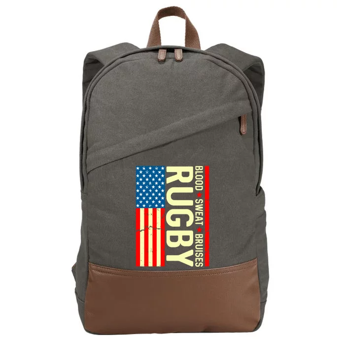 Rugby USA Flag Blood Sweat Bruises Cotton Canvas Backpack