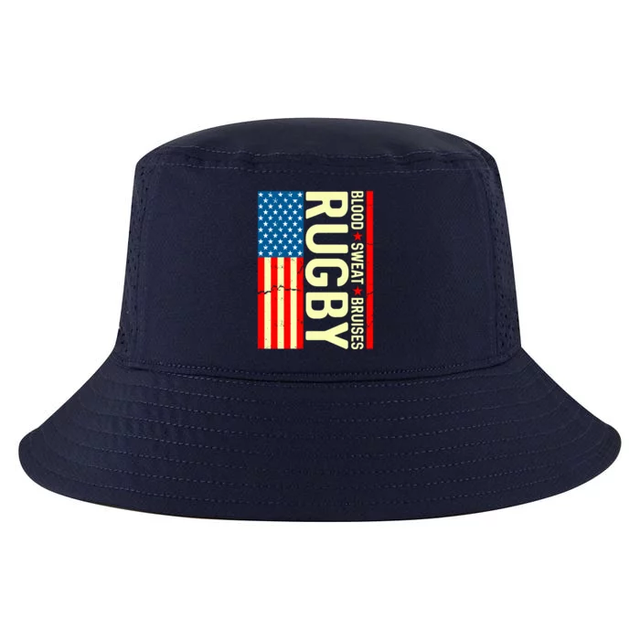 Rugby USA Flag Blood Sweat Bruises Cool Comfort Performance Bucket Hat