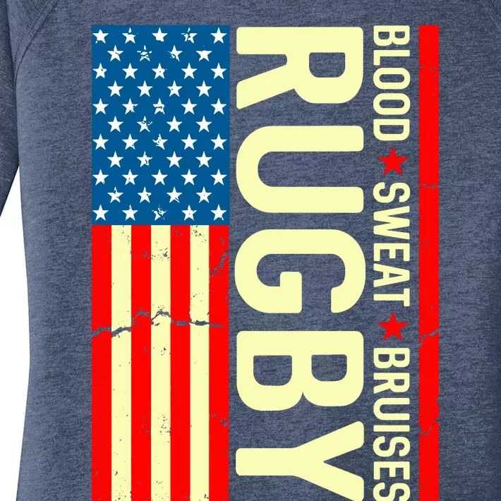 Rugby USA Flag Blood Sweat Bruises Women's Perfect Tri Tunic Long Sleeve Shirt