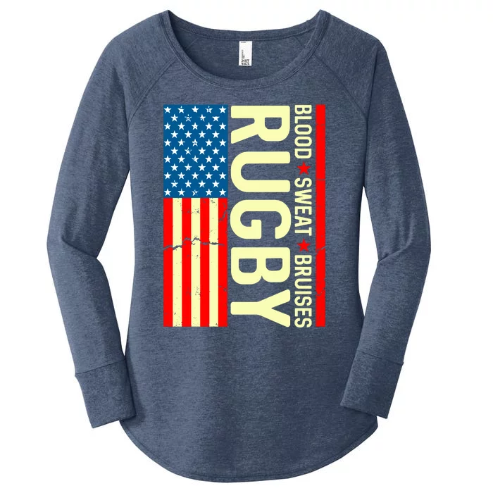 Rugby USA Flag Blood Sweat Bruises Women's Perfect Tri Tunic Long Sleeve Shirt