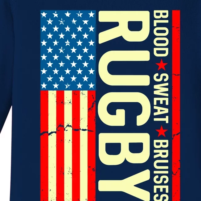 Rugby USA Flag Blood Sweat Bruises Baby Long Sleeve Bodysuit