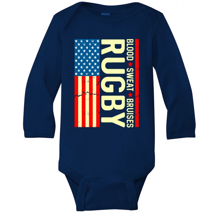 Rugby USA Flag Blood Sweat Bruises Baby Long Sleeve Bodysuit