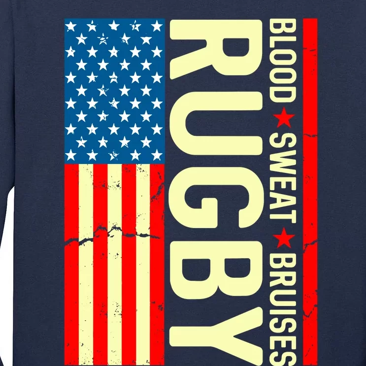 Rugby USA Flag Blood Sweat Bruises Tall Long Sleeve T-Shirt