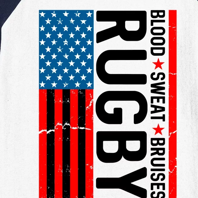 Rugby USA Flag Blood Sweat Bruises Baseball Sleeve Shirt