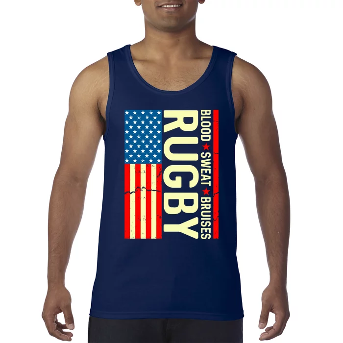 Rugby USA Flag Blood Sweat Bruises Tank Top