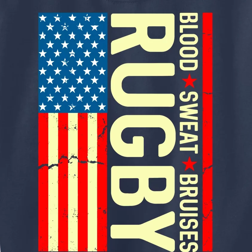 Rugby USA Flag Blood Sweat Bruises Kids Sweatshirt