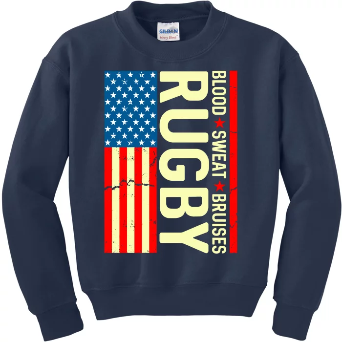 Rugby USA Flag Blood Sweat Bruises Kids Sweatshirt