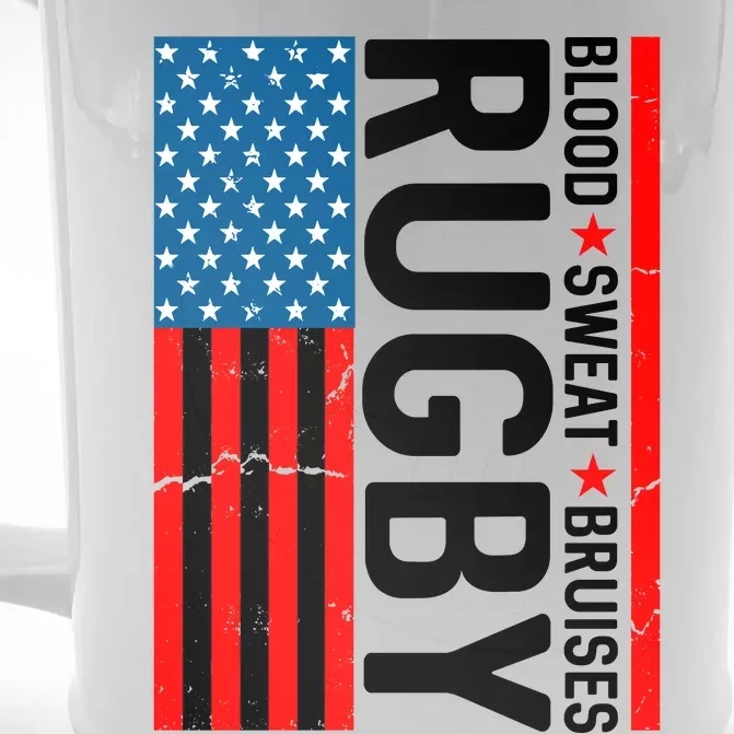 Rugby USA Flag Blood Sweat Bruises Front & Back Beer Stein