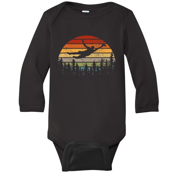 Retro Ultimate Frisbee Player Flying Disc Baby Long Sleeve Bodysuit