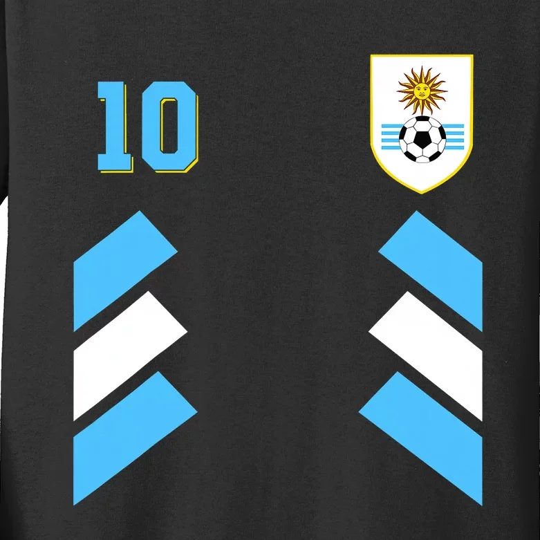 Retro10 Uruguayan Football Uruguay Soccer Uruguay Flag Kids Long Sleeve Shirt