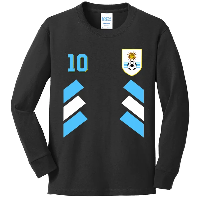 Retro10 Uruguayan Football Uruguay Soccer Uruguay Flag Kids Long Sleeve Shirt