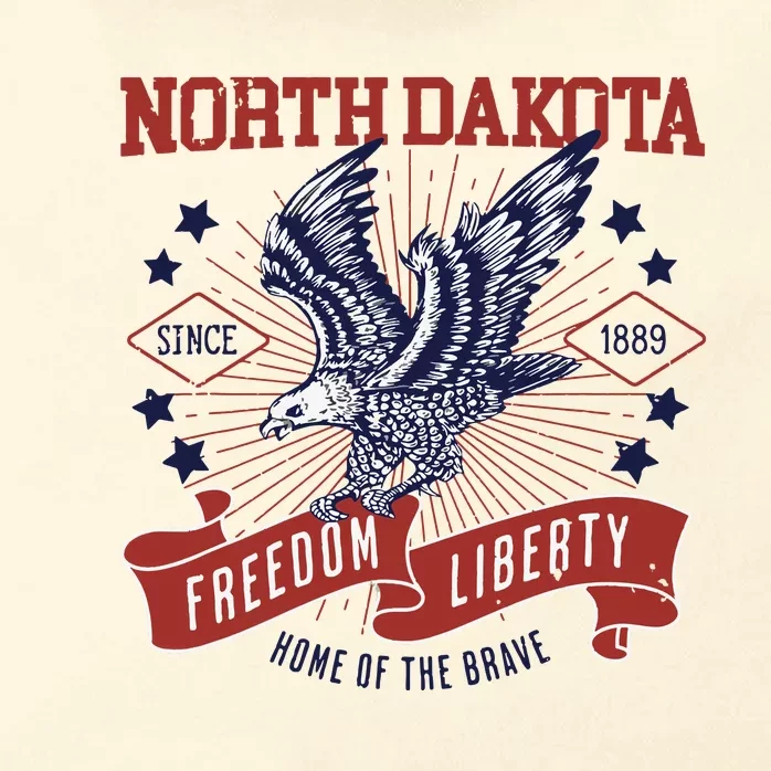 Retro Usa Freedom Eagle 1889 Vintage State North Dakota Zip Tote Bag