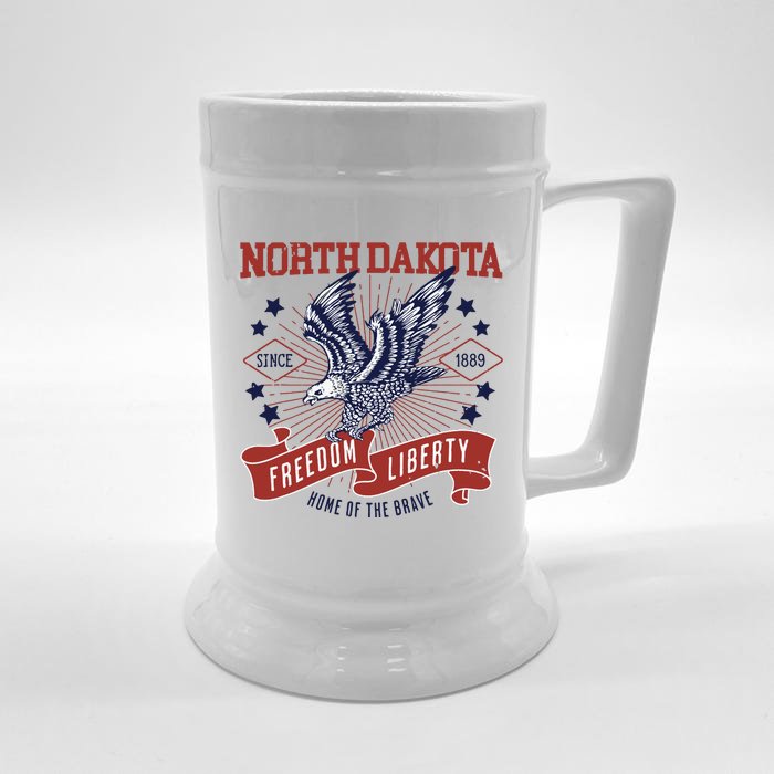 Retro Usa Freedom Eagle 1889 Vintage State North Dakota Front & Back Beer Stein