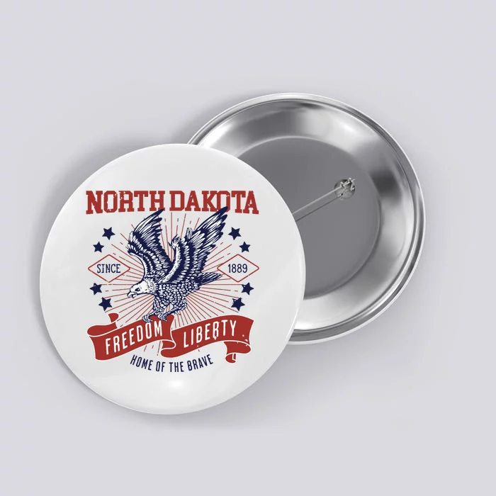 Retro Usa Freedom Eagle 1889 Vintage State North Dakota Button