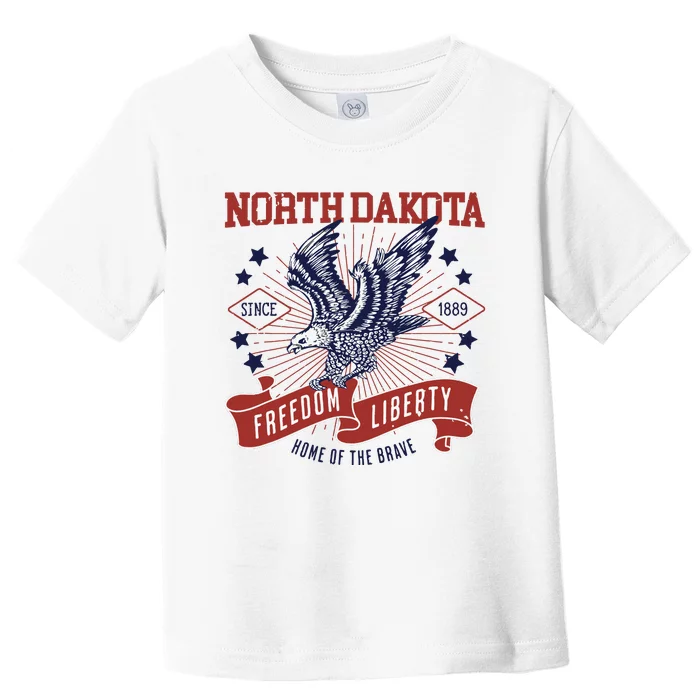 Retro Usa Freedom Eagle 1889 Vintage State North Dakota Toddler T-Shirt