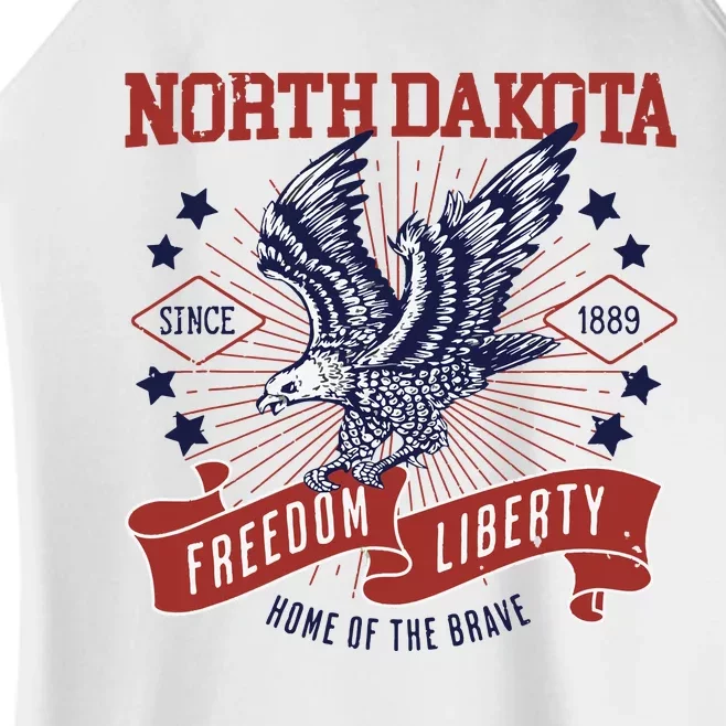 Retro Usa Freedom Eagle 1889 Vintage State North Dakota Women’s Perfect Tri Rocker Tank