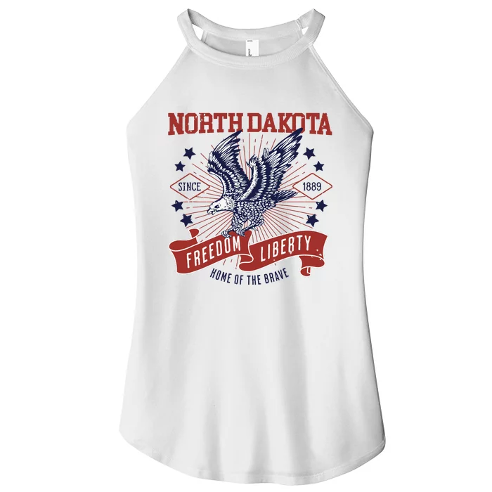 Retro Usa Freedom Eagle 1889 Vintage State North Dakota Women’s Perfect Tri Rocker Tank