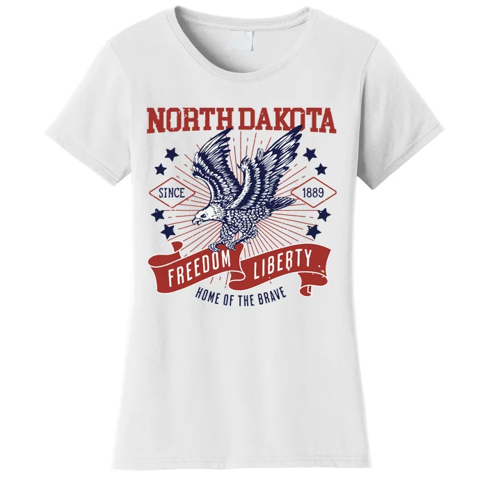 Retro Usa Freedom Eagle 1889 Vintage State North Dakota Women's T-Shirt