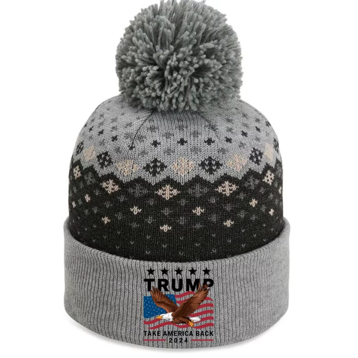 Retro Us Flag Trump Take America Back The Baniff Cuffed Pom Beanie