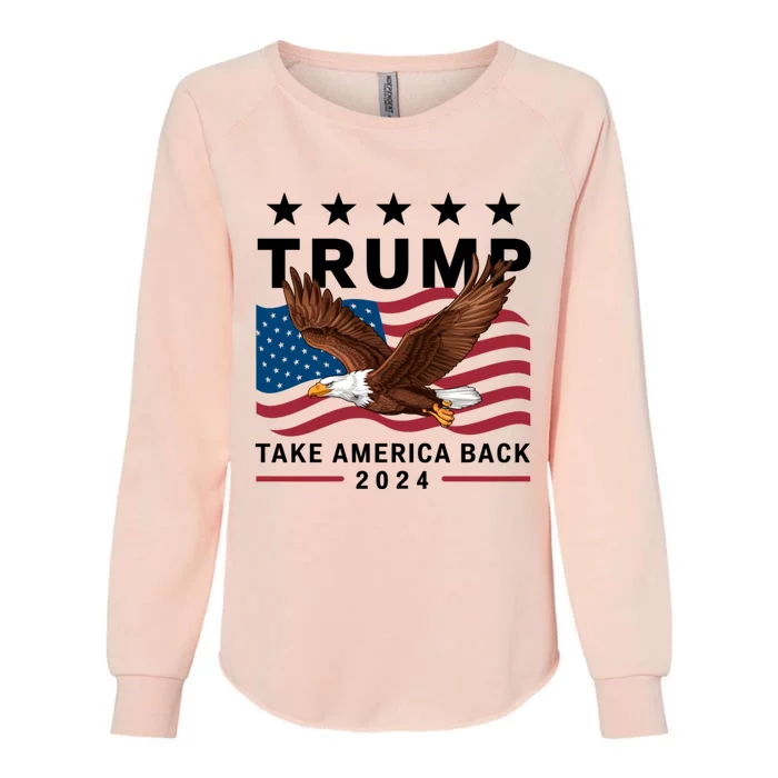 Retro Us Flag Trump Take America Back Womens California Wash Sweatshirt