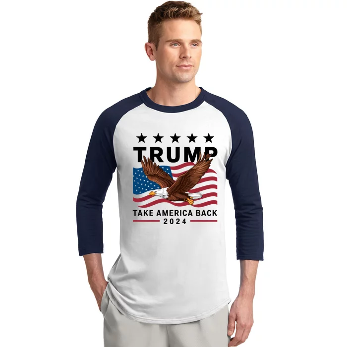 Retro Us Flag Trump Take America Back Baseball Sleeve Shirt