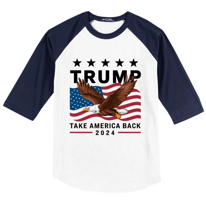 Retro Us Flag Trump Take America Back Baseball Sleeve Shirt