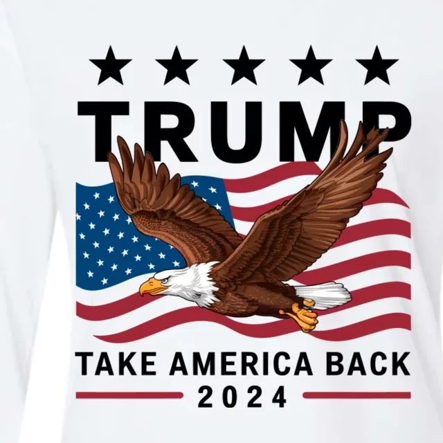 Retro Us Flag Trump Take America Back Womens Cotton Relaxed Long Sleeve T-Shirt