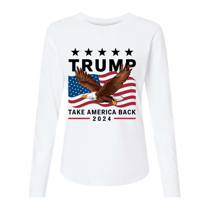 Retro Us Flag Trump Take America Back Womens Cotton Relaxed Long Sleeve T-Shirt