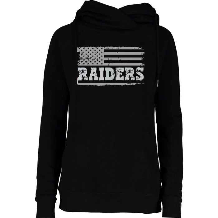 Raiders Us Flag Womens Funnel Neck Pullover Hood