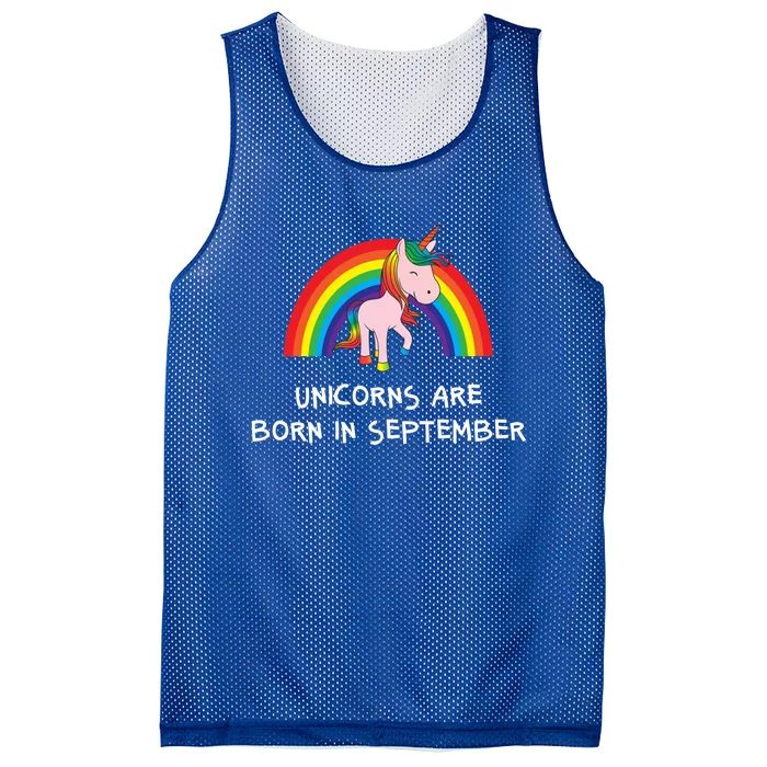 Rainbow Unicorn Funny Gift For People Born In September Birthday Gift Mesh Reversible Basketball Jersey Tank